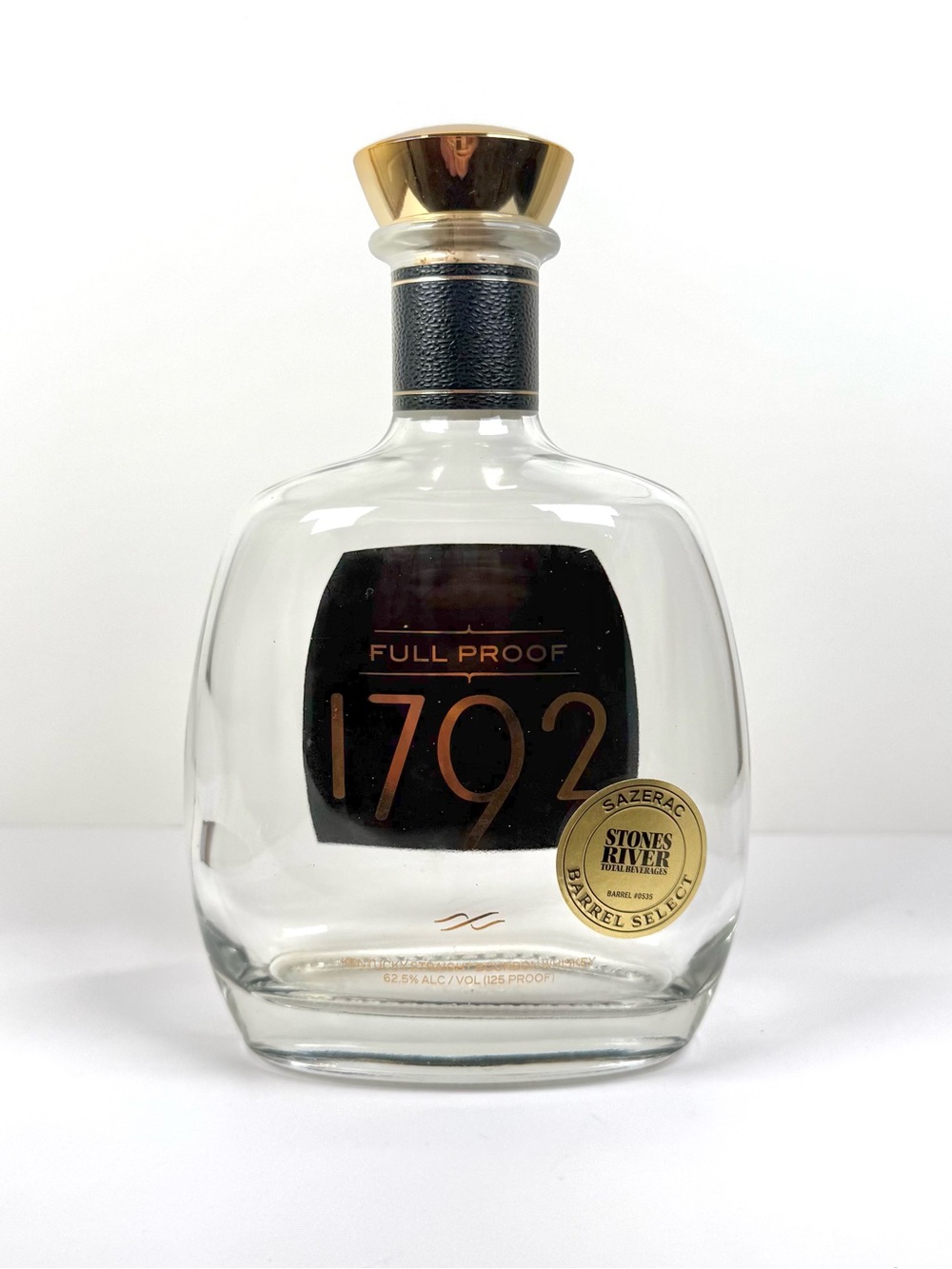 1792 Full Proof Sazerac Barrel Select Kentucky Bourbon Whiskey Empty Bottle Cork